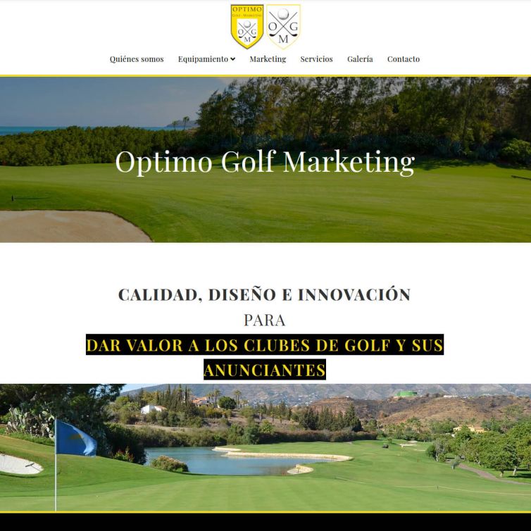 Página Web Optimo Golf Marketing