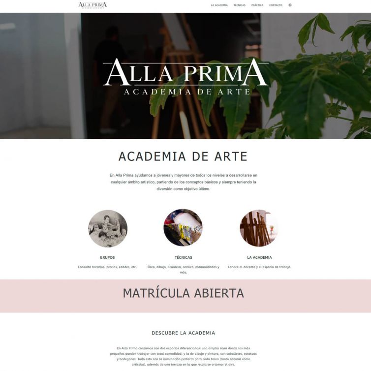 Página Web Allaprima Academia de Arte