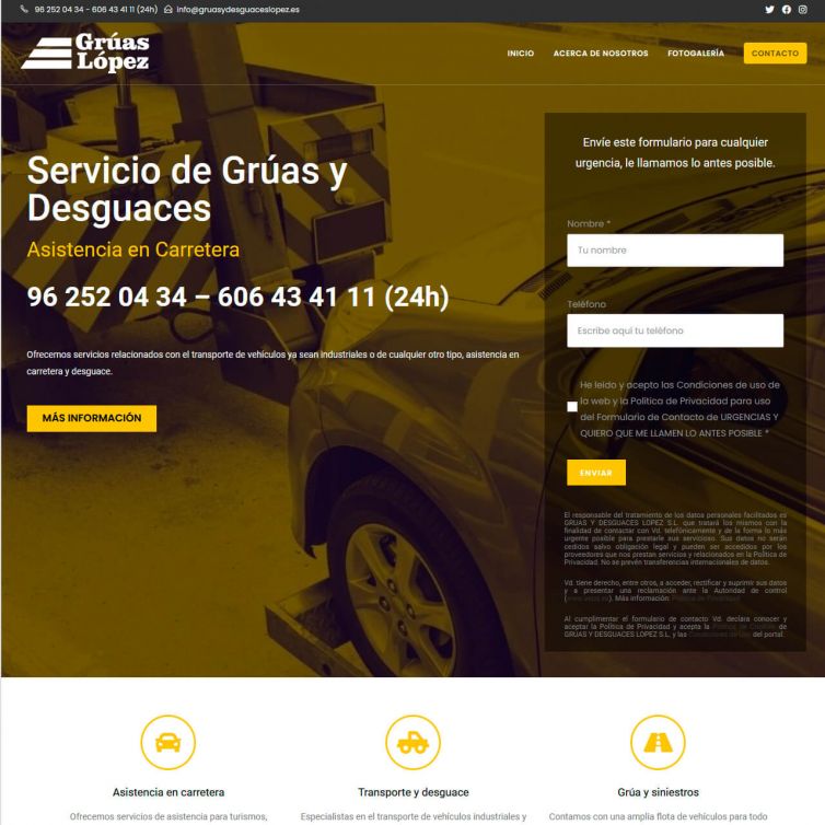 Página Web Grúas y Desguaces López